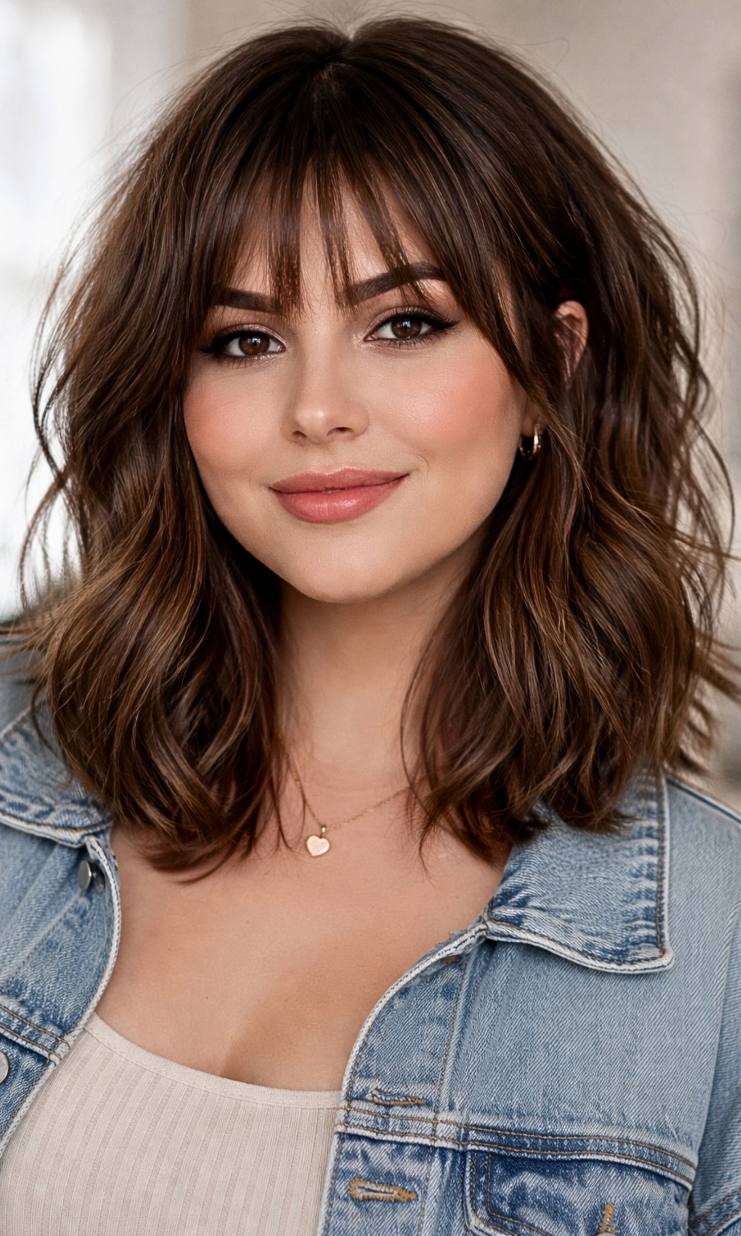 15 Shaggy Lob Hairstyles with Bangs That Flatter Round Faces