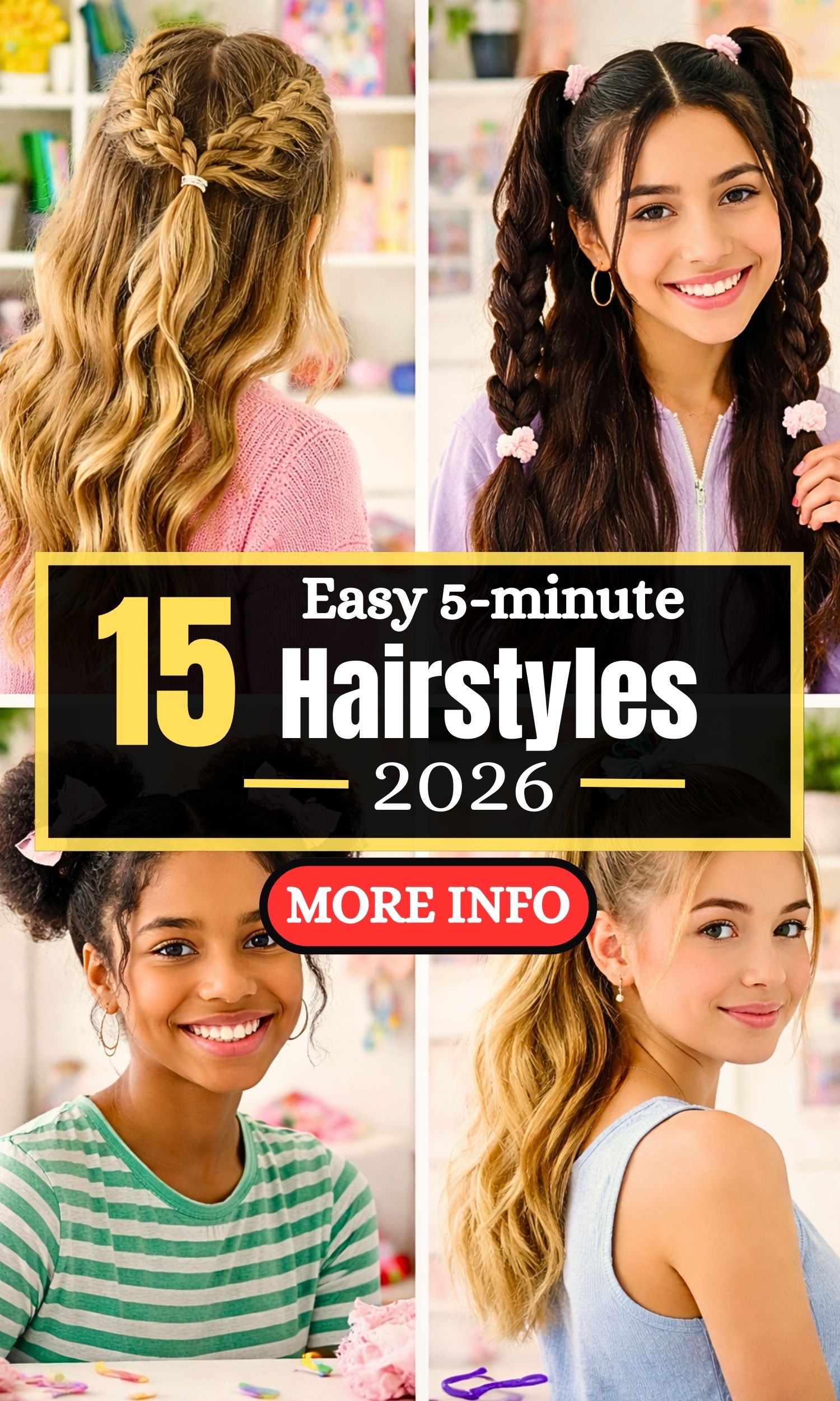 15 Easy 5-Minute Hairstyles for School That Save Time and Look Cute