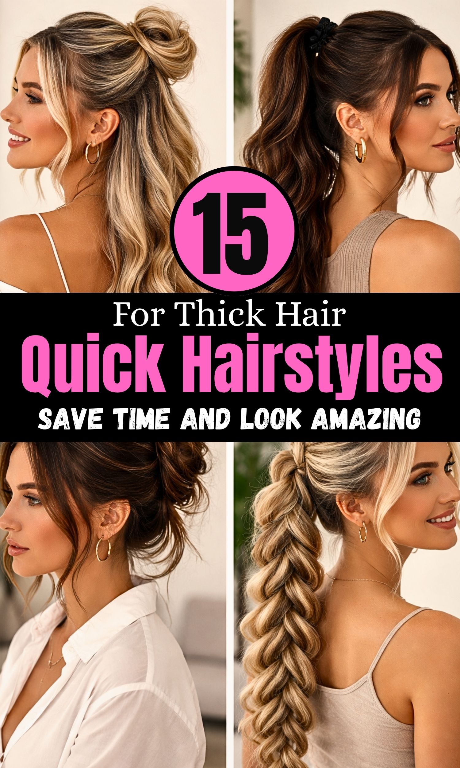 15 Quick Hairstyles for Thick Hair That Save Time and Look Amazing