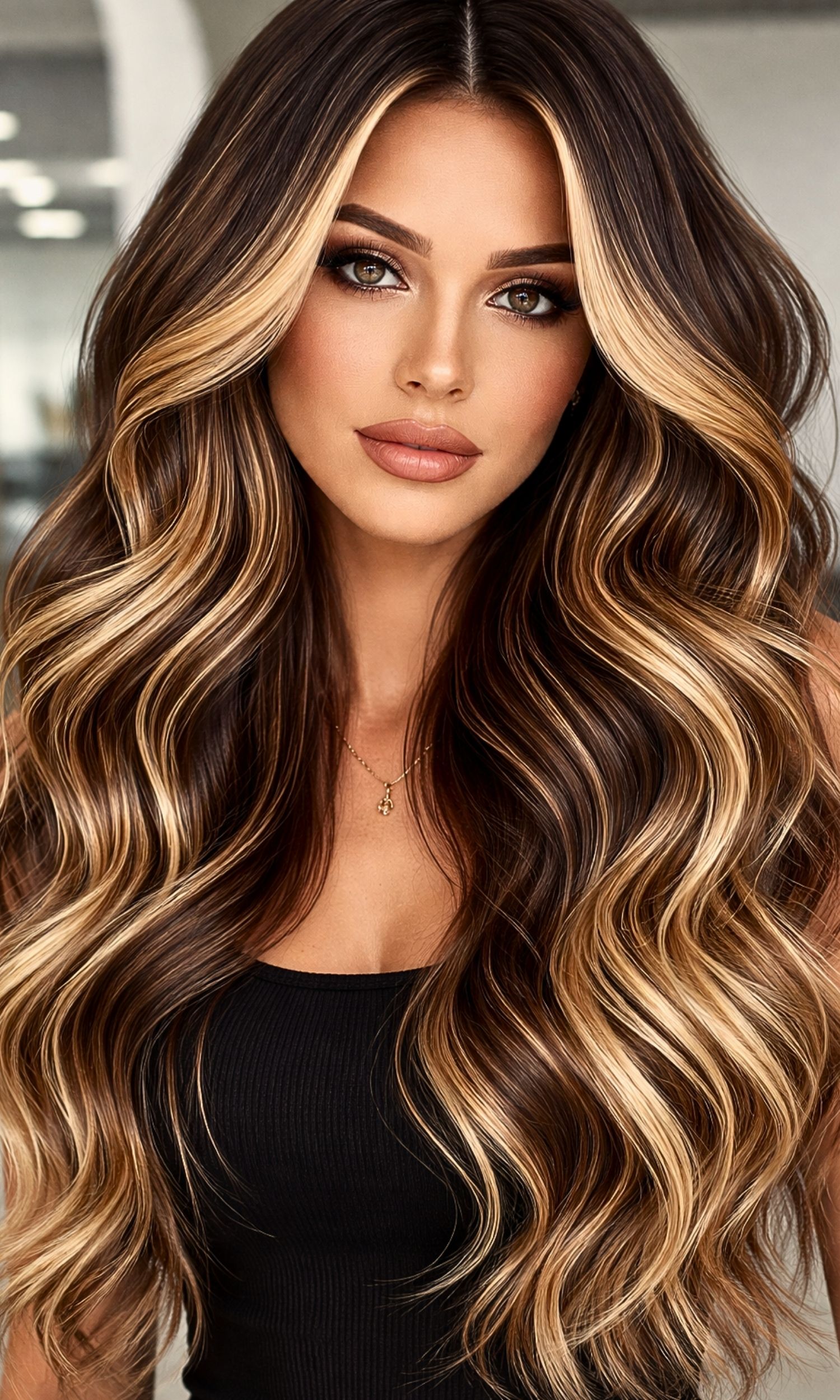 Brunette Hair with Bold Blonde Balayage: A Stunning Blend of Depth and Light