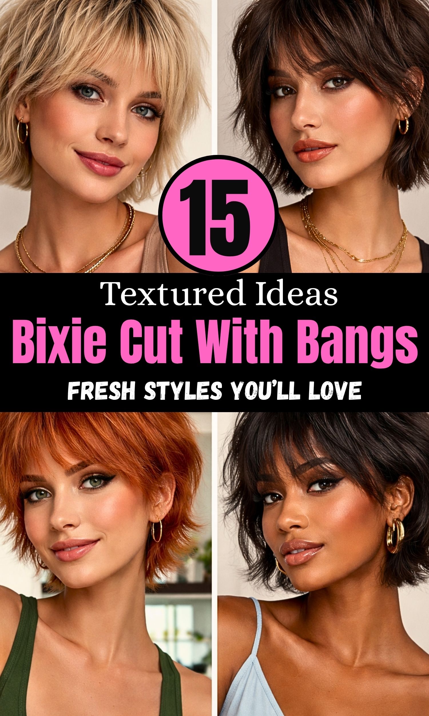 Textured Bixie Cut with Bangs Ideas: 15 Fresh Styles You’ll Love