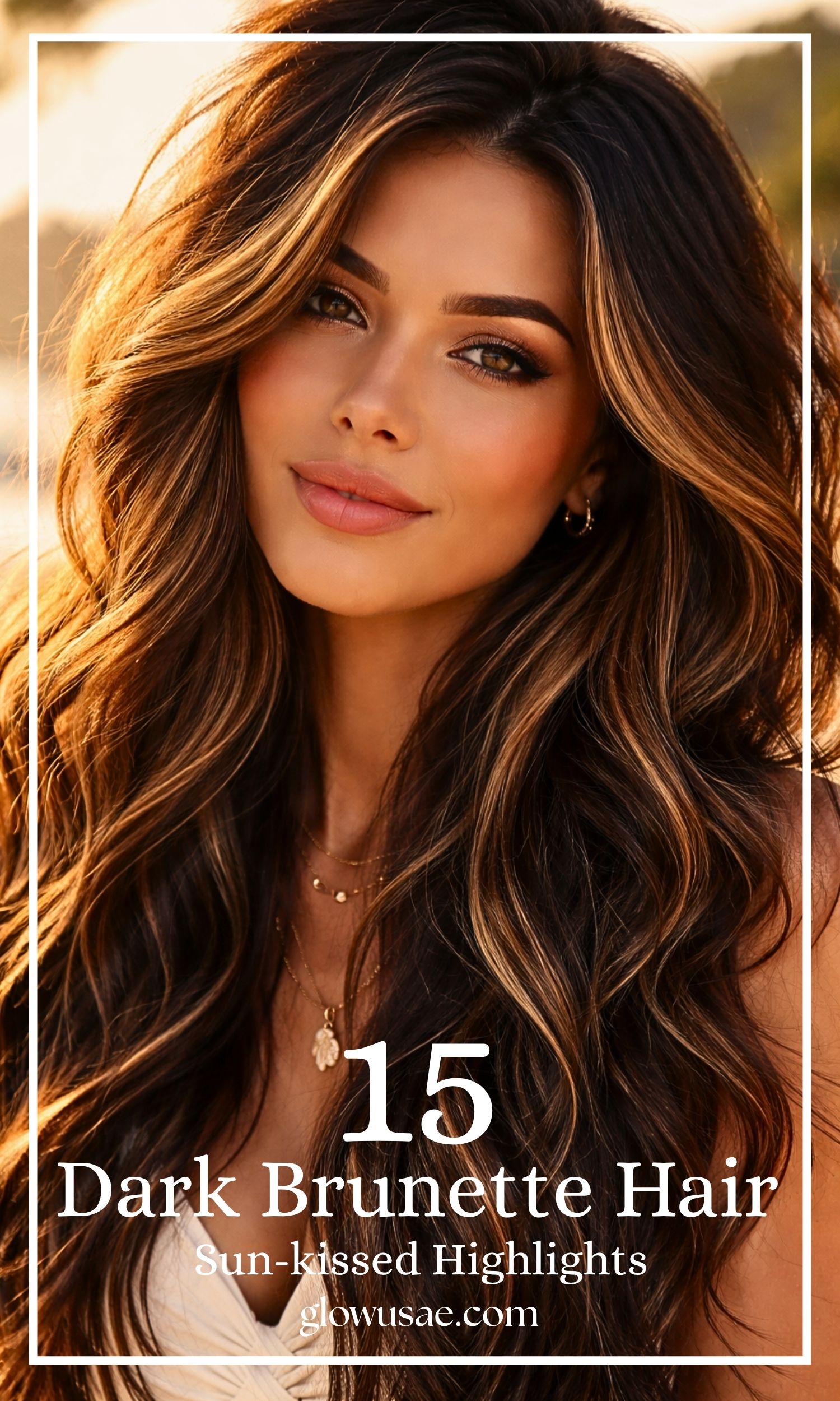 Sun-Kissed Highlights on Dark Brunette Hair: A Warm Glow That Feels Like Summer