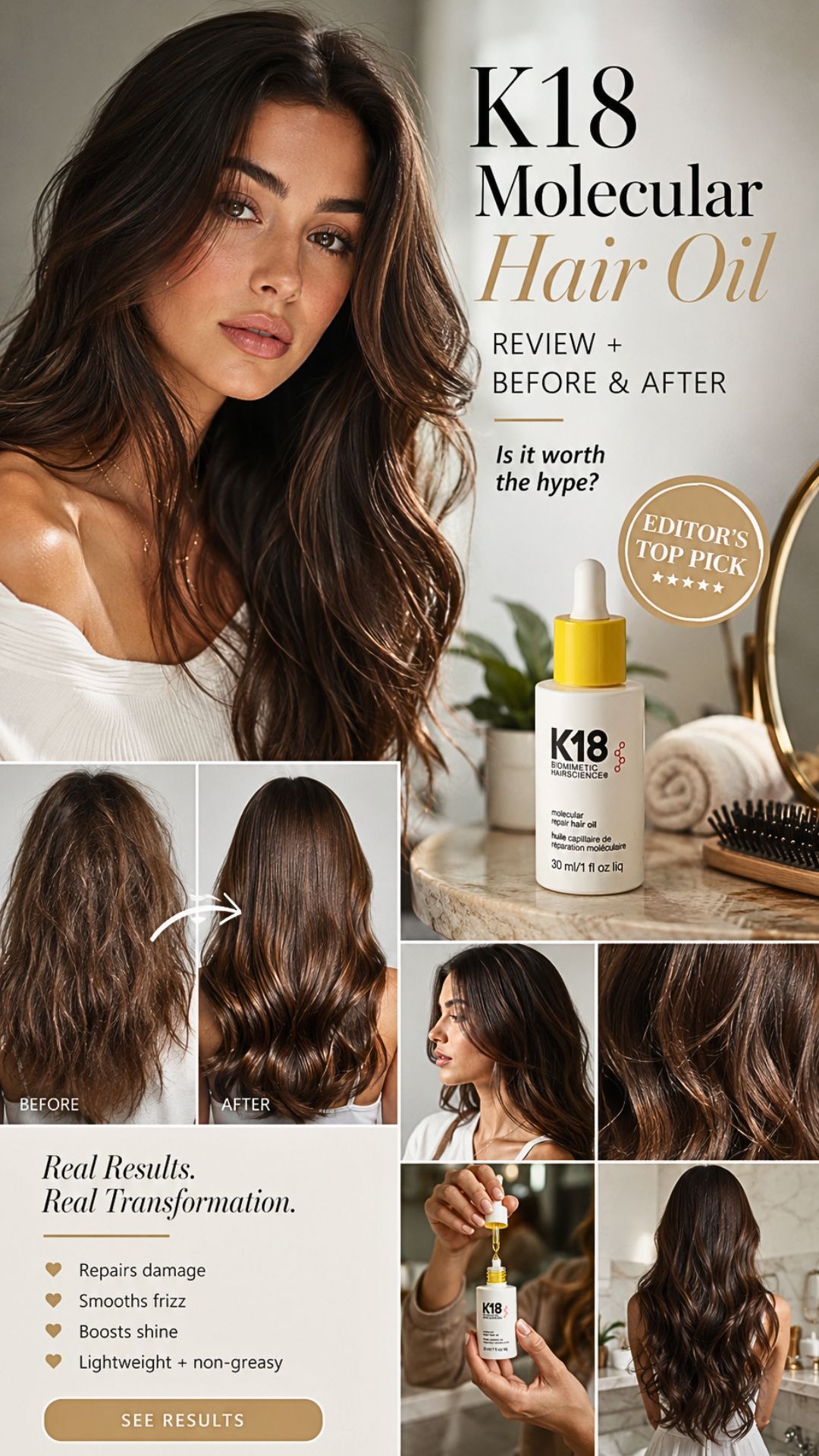 K18 Molecular Hair Oil Review Before And After Results