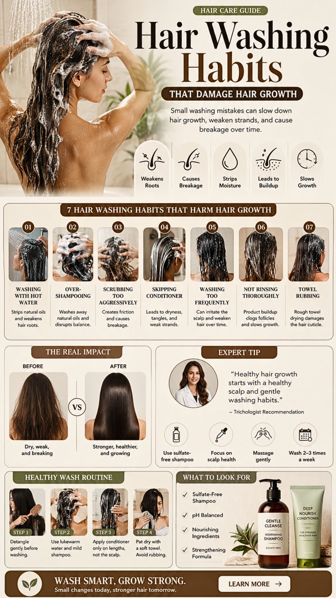Hair Washing Habits That Damage Hair Growth